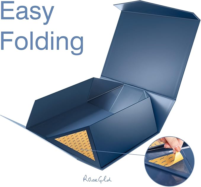 ROSEGLD Extra Large Gift Box 20x16x7.2 Inches, Giant Navy Blue Magnetic Gift Box with lids for Presents, Groomsman Proposal Box (Glossy Navy Blue)