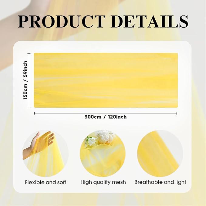 Artoid Mode 10PCS Yellow Gauze Table Runner 120 Inch 10FT, Seasonal Sheer Kitchen Dining Holiday Wedding Birthday Baby Shower Table Decor for Home Party