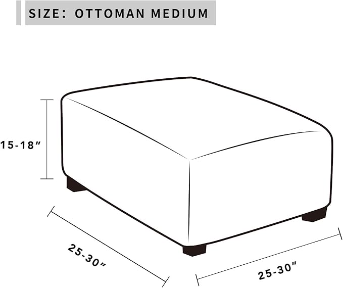 Easy-Going Stretch Ottoman Cover Folding Storage Stool Furniture Protector Soft slipcover with Elastic Bottom (Medium,Camel)