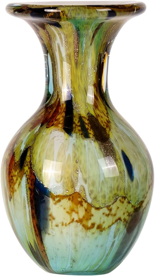KAMMAK Colored Glass Vase, Beautiful Hand Blown Decorative Vase, Modern Art Vase for Flower Mantle Dining Table Centerpiece, Entryway Living Room Wedding Decoration, FH001