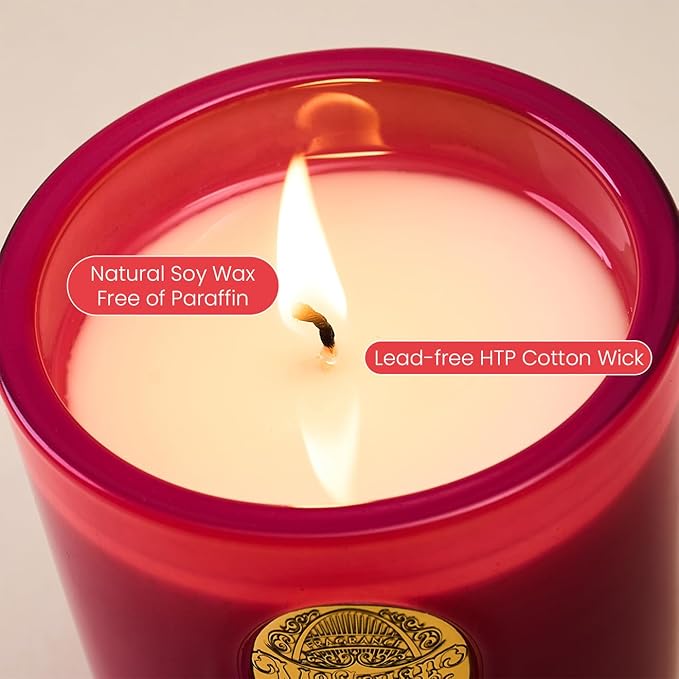 M&SENSE Natural Soy Candle| Juicy Watermelon Red | 10.2 oz, 55H Burn | Luxury Scented Candle for Relaxation, Gifting, Home Décor | for Bedroom, Office, Party