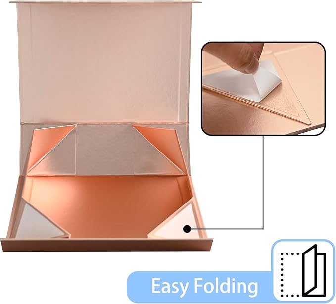 LIFELUM Gift Box for Presents 13.8'' x 8'' x 4.45'' Rose Gold Luxury Gift Box with Magnetic Lid Gift Boxes Contains Card, Ribbon, Shredded Paper Filler Gifts for Women (1Pcs)