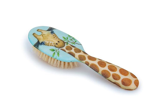 Rock & Ruddle Soft White Natural Boar Bristle Hairbrush for Babies and Young Children | Perfect for Fine Hair Detangling and Smoothing - Giraffe