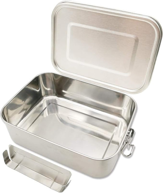UPTRUST Leak Proof Stainless Steel Lunch Food Container, 1200ML/40oz Large Bento Boxes Metal Lunch Box for Kids or Adults - Lockable Clips Adjustable Divider included