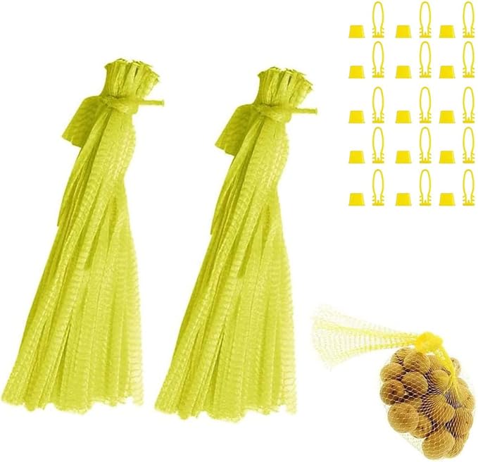 100pcs Seafood Boiling Bags, Plastic Reusable Mesh Produce Bags, Crawfish Bags Boiling Bags, Mesh Onion Bags, Fruit and Vegetable Produce Bag (24inch and Loop-Style Closures)