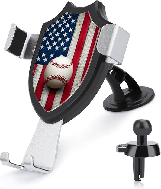 Hands Free Automobile Holder Rustic Wooden American Flag Baseball Sport Phone Holders Phone Stand Cell Phone Car Mount