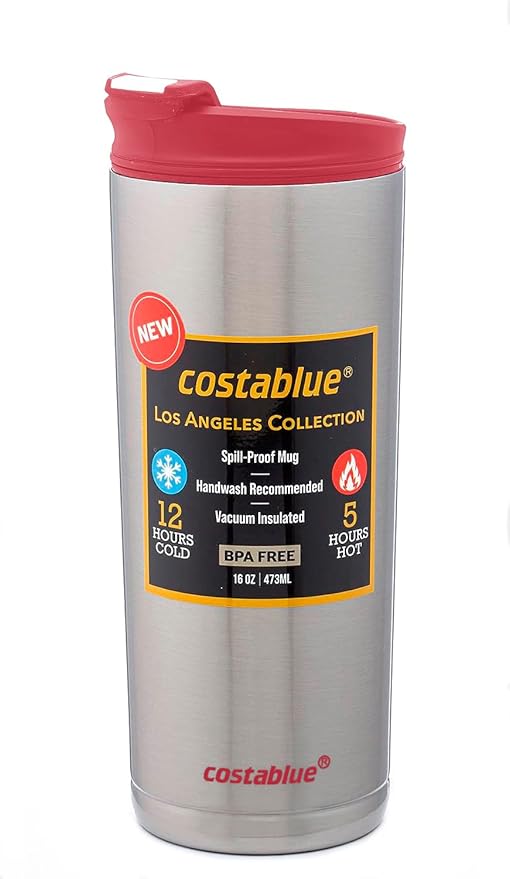 Travel Coffee Mug - 16 Oz. Stainless Steel Insulated Coffee Mug, Leak Proof Tumbler w/Dishwasher Safe Lid, Double Wall Travel Coffee Cup, Reusable Insulated Tumbler for Hot & Cold Beverages