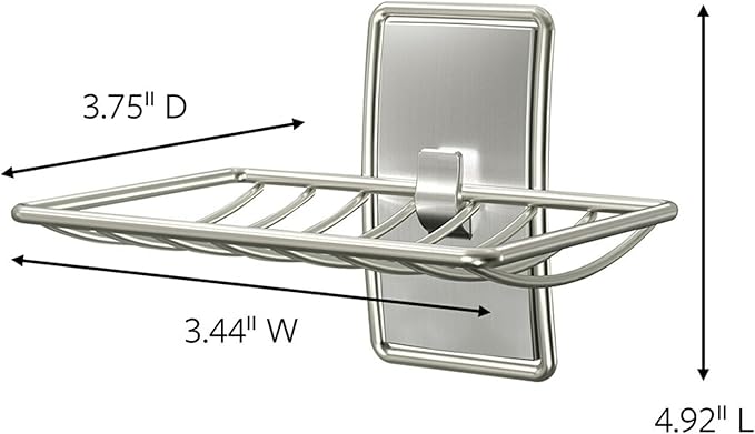 Command Soap Dish for Shower, Damage Free Hanging Bathroom, No Tools Bar Soap Holder, 1 Satin Nickel Soap Dish and 2 Water-Resistant Command Strips