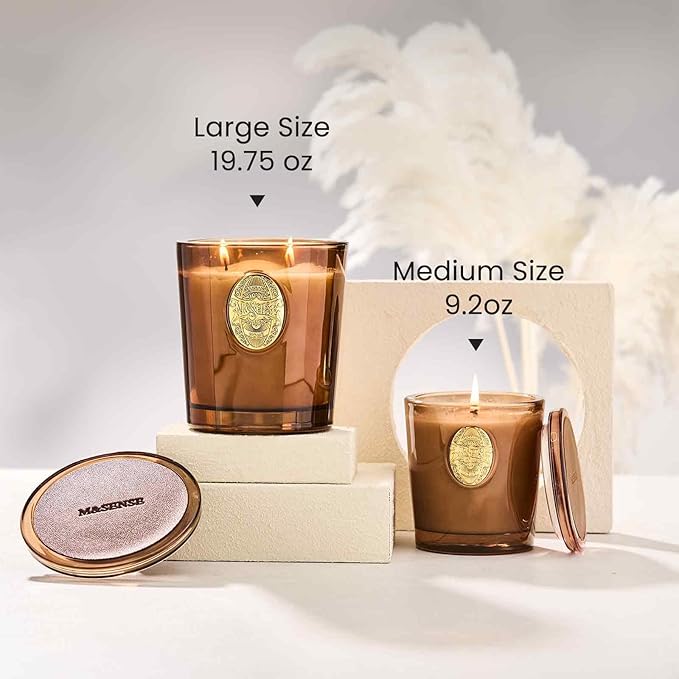 M&SENSE Large Two-Wick Soy Candle | Espresso Hot Fudge & Brown| 19.8 oz, 120H Burn Time | Luxury Scented Candle for Relaxation, Gifting, Home Décor | Ideal for Bedroom, Office, Party Ambiance