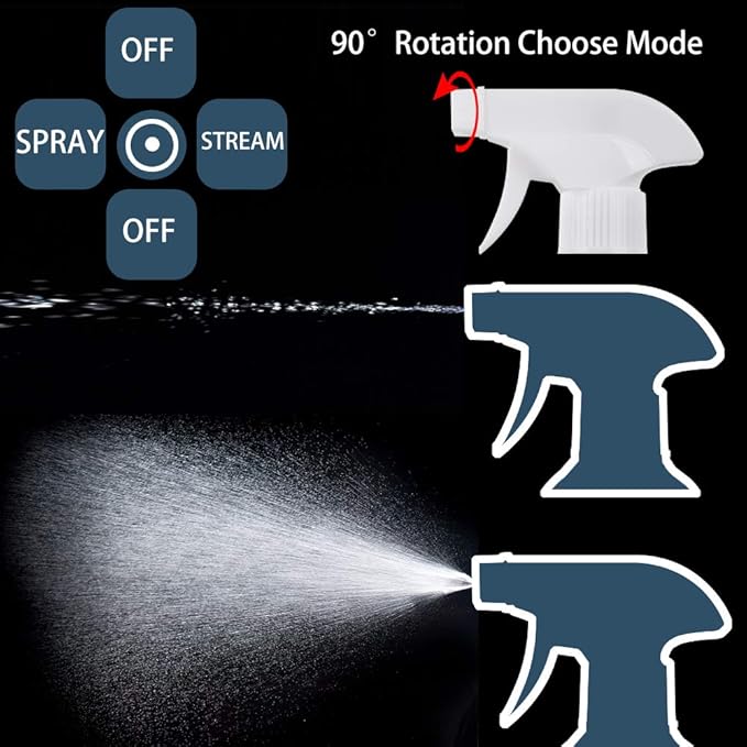 UUJOLY 17 oz Plastic Spray Bottle Trigger Empty Spray Bottles Clear Refillable Container for Water, Essential Oils, Hair, Cleaning Products, Adjustable Head Sprayer and Stream (4 Pack/500ml)