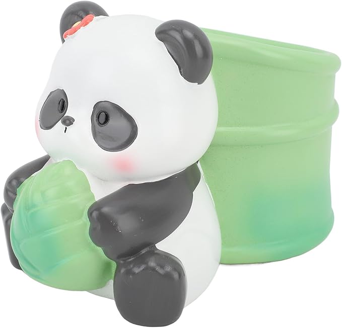 Panda Pen Holder, Cute Bamboo Design Resin Desk Organizer with Multifunctional Storage, for Office School Home Decor