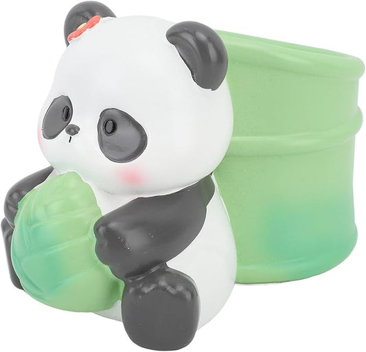 Panda Pen Holder, Cute Bamboo Design Resin Desk Organizer with Multifunctional Storage, for Office School Home Decor