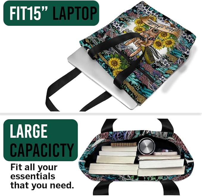 Aesthetic Tote Bag with Zipper & Pockets, Thoughtful Shoulder Bag Gift for Grandma and Women on the Go