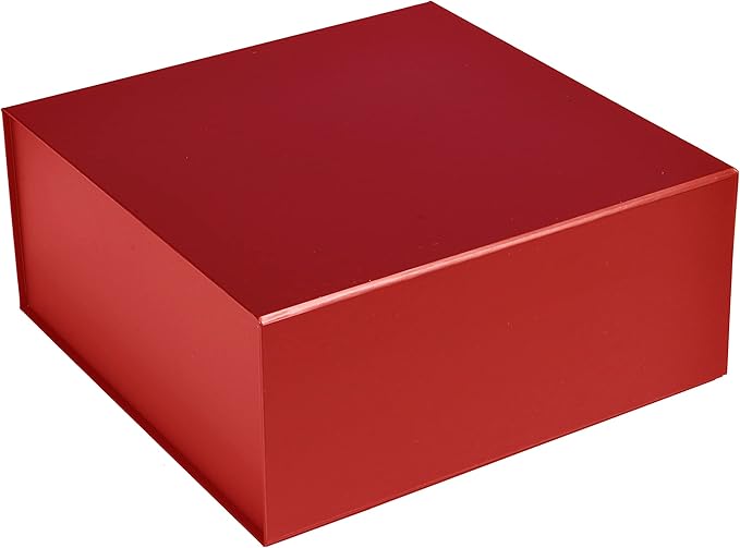 CECOBOX - Gift Boxes with Lids for Presents 8"x8"x3.1" - Matte, Collapsible Magnetic Closure Gift Box - Groomsmen & Bridesmaid Proposal Boxes, Wedding, PR, Birthdays, Holidays (Red)