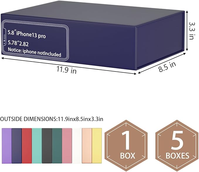 Blue Gift Box 11.9" x 8.5" x 3.3" with Magnetic Closure Lid Boex for Presents,Bridesmaid Gifts Box,Cute Box,Birthday Boxs,Luxury for Gift Packaging, Magnetic Gifts Boxe for Wrapping