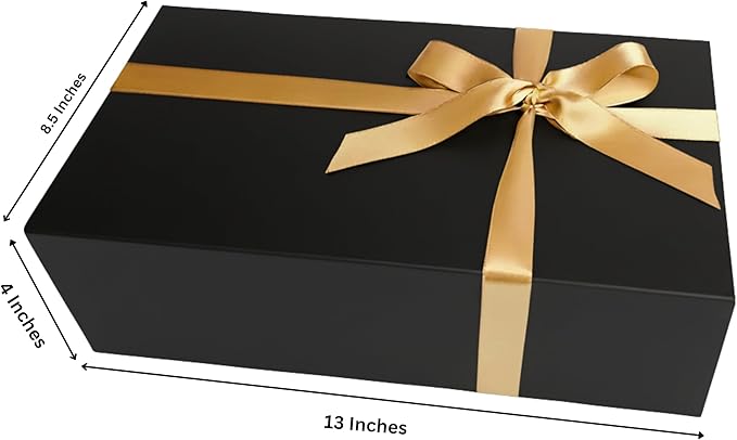 CECOBOX - Gift Boxes with Lids for Presents 13"x8.5"x4" - Matte, Collapsible Magnetic Closure Gift Box - Groomsmen & Bridesmaid Proposal Boxes, Wedding, PR, Birthdays, Holidays (Black)