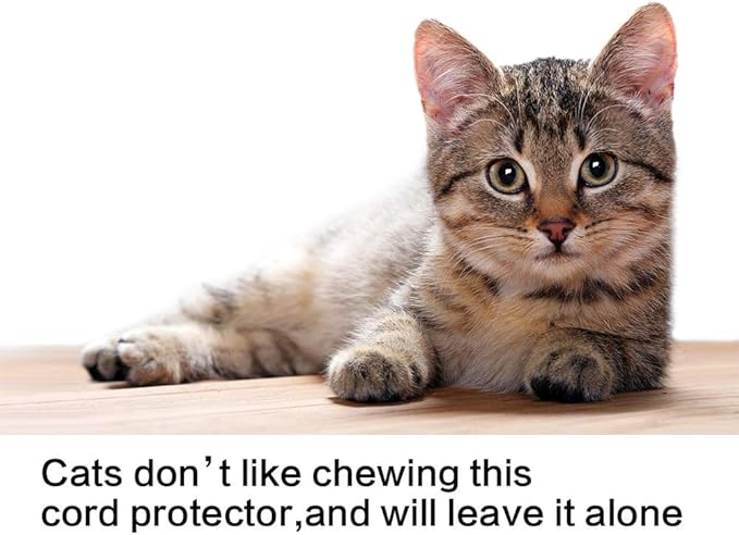 Alex Tech 10ft - 1/4 inch Cord Protector Wire Loom Tubing Cable Sleeve Split Sleeving For USB Cable Power Cord Audio Video Cable – Protect Cat From Chewing Cords - Black