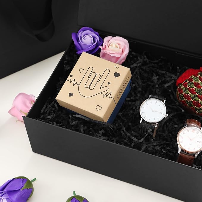 JINMING Sturdy Gift Box, 10.5x7.7x3.8 inches, Matte Black, Collapsible, Magnetic Closure, Rectangular, Groomsman Proposal Box