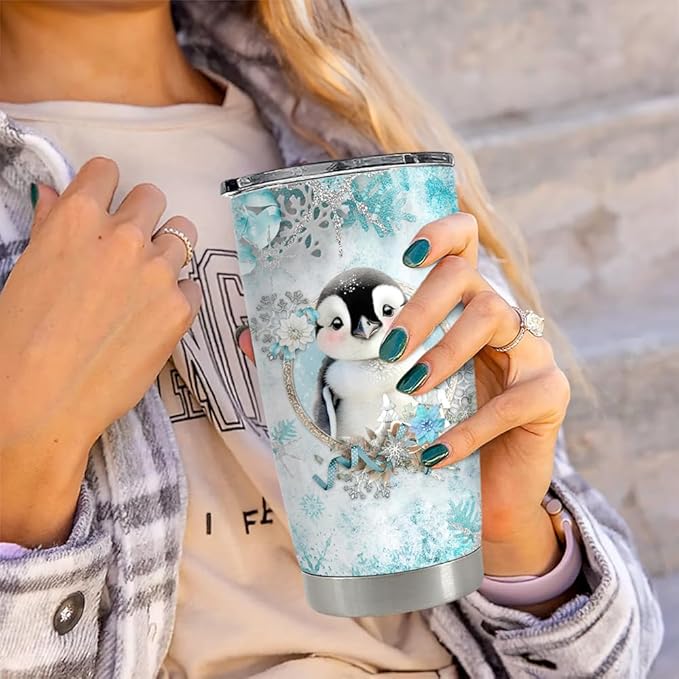 Penguin Tumbler 20oz Stainless Steel Insulated Coffee Travel Mug Cup for Women Girls Penguin Gifts for Birthday Christmas