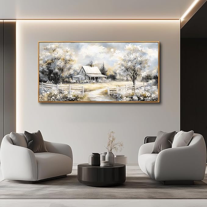 QIYILEXWART Canvas Wall Art For Living Room Large Wall Decor For Office Bedroom Decorations Forest Cabin Landscape Pictures Farmhouse Painting Artwork Room Wall Mural Aesthetic Home Decor 30x60 In