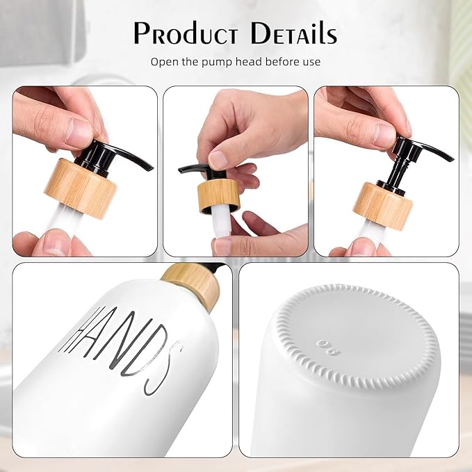 Arktek Glass Soap Dispenser Set with Tray, 2 Pack Hand and Dish Soap Dispenser Set for Bathroom and Kitchen Bottle Dispenser with Dish Soap, Hand Soap, Lotion 17 Oz (2 White)