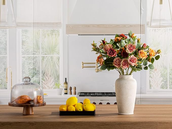 Ceramic Flower Vase, 11 Inch Large White Flower Vase Tall Rustic Farmhouse Decorative Vase Floral Pottery Vases for Home Decor Table Living Room Entryway Mantel Bedroom Bathroom Kitchen - White