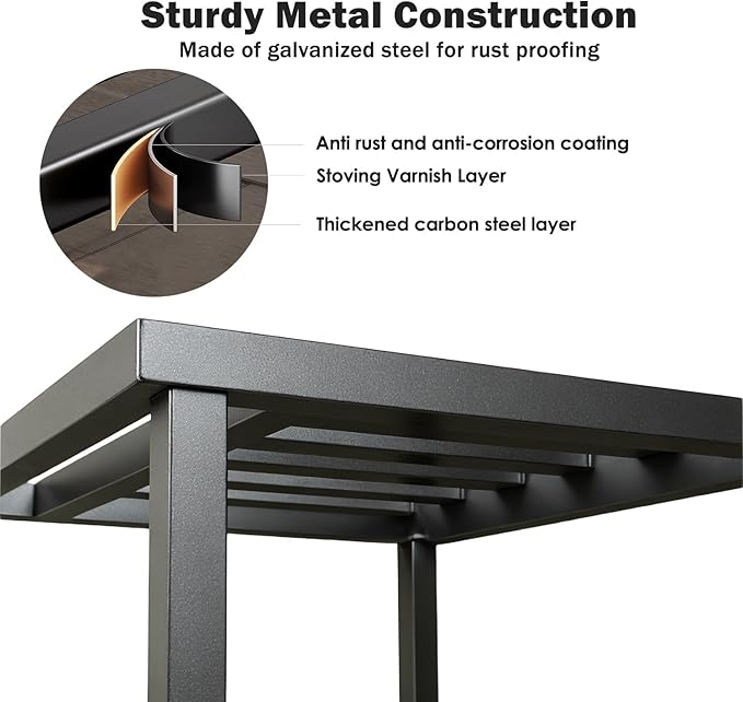 Plant Stand Indoor Outdoor,13 Inch Tall Metal Plant Stands Riser,Heavy Duty Wrought Iron Pedestal Holders for Large Flower Pot,Outside Rust-Proof Black Flower Display Shelf for Patio,2-Pack