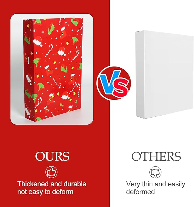 joyhalo 16 Pcs Christmas Gift Boxes with Lids for Presents Bulk 14.5" x 9.5" x 2.5" Large Gift Boxes for Clothes, Wrapping Xmas Robe, Shirt, Goody for Christmas, Birthdays, Wedding, 4 Designs