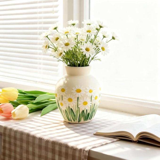 Plain Beige Ceramic Vase for DIY Painting - Customizable Handmade Pottery, Blank Canvas for Flower Arrangements, Home Decor, Wedding & Office Decoration (5L x 5W x 6H)