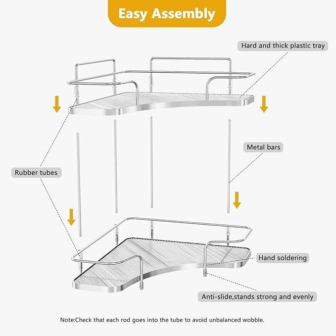 FOLLOWIN 2 Tier Bathroom Countertop Corner Organizer,Countertop Perfume Tray,Vanity Counter Shelf,Skincare Makeup Cosmetic Vanity Organizers,Silver