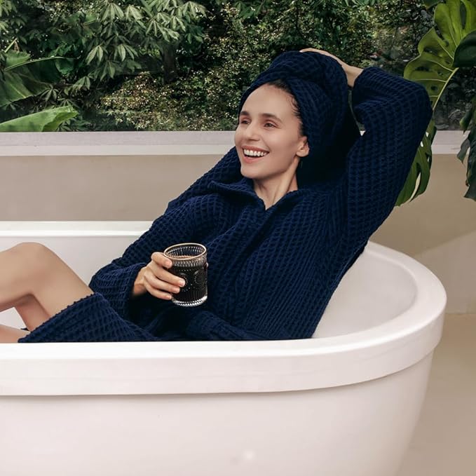 Luxury Japanese Cotton Silk Waffle Bath Towel | Plush, Absorbent, and Quick Dry (Ocean Blue, Face Towel, 16" x 16")