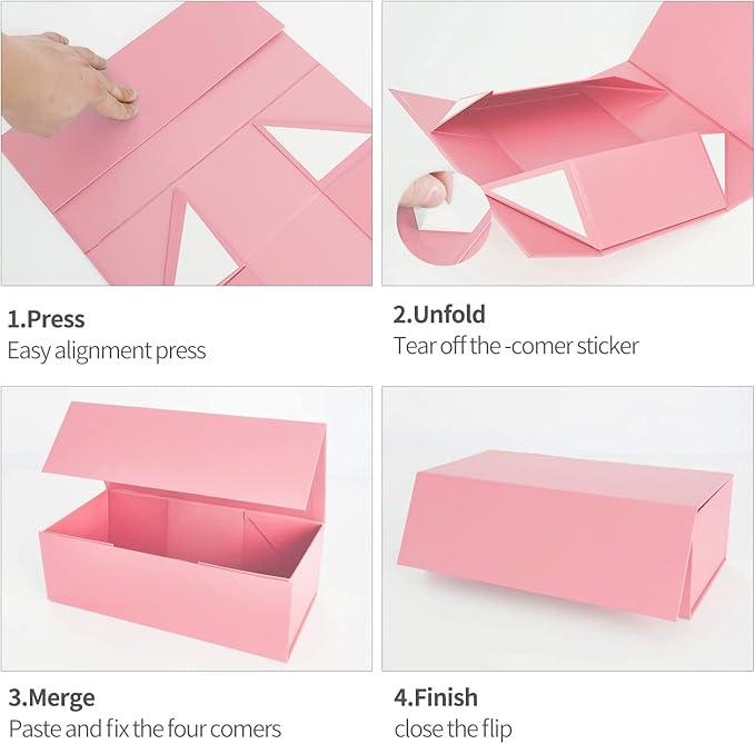 Pink Gift Boxes 12" x 6" x 4" with Magnetic Closure Lid Gift Boxe for Presents,Bridesmaid Gifts Box,Cute Boxe,Birthday Gift box,Luxury for Gift Packaging, Magnetic Gift Boxes for Wrapping Gifts (Pink/5PCS)