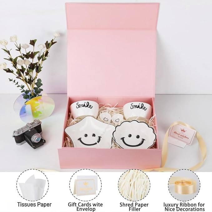 UoeRing 6 Pack Pink Gift Box Large 13.5x11.8x4.7 inch Luxury Bridesmaid Proposal Box for Presents with Magnetic Closure Lid Collapsible,Contains Card, Ribbon, Tissue Paper,Shredded Paper Filler