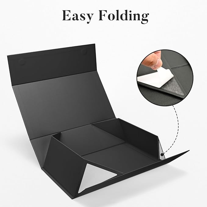 LIFELUM Large Gift Box 14"x8.5"x4.5" Birthday Gift Boxes for Presents for Anniversary Wedding,Black Gift boxes with Ribbon,Shredded Filler,Card