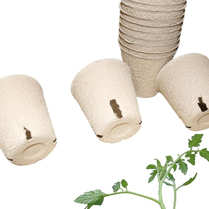 50Pcs Biodegradable Seedling Pots 3.15 Inch Round Peat Pot with Drainage Holes Seed Starting