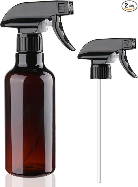 Spray Bottles Plastic Spray Bottle for Hair Mist/Stream Heavy Duty Empty Spray Bottles for Cleaning Solutions, Plants, Cooking (12oz-Brown+nozzle)
