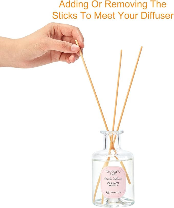 Chloefu Lan Cashmere Vanilla Reéd Diffuser Set with Flowers Reéd Diffuser Sticks, 6.7oz Scent Fragrance Essential Oil Diffuser for Bedroom Bathroom Home Décor Shelf Decor