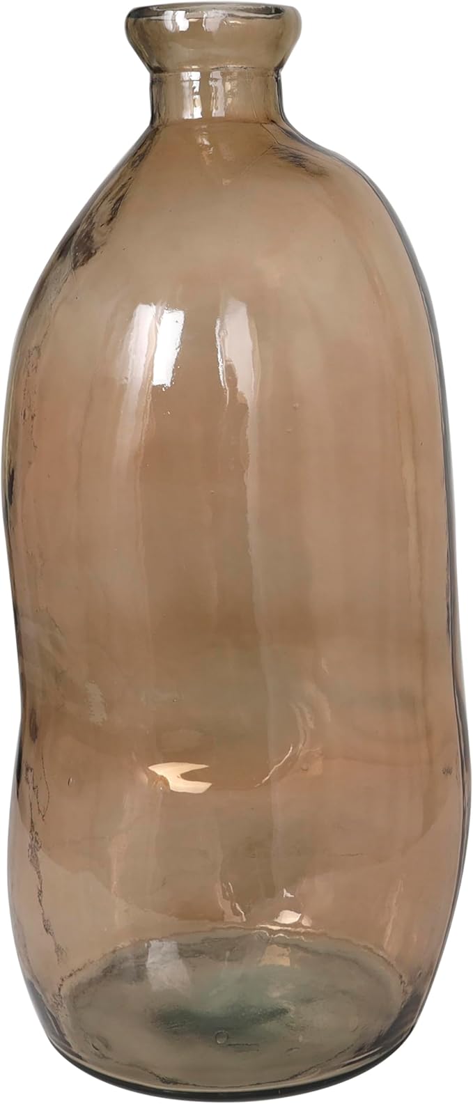 Deco 79 Recycled Glass Abstract Handmade Decorative Vase Tall Curved Spanish Bottle Neck Centerpiece Vase, Flower Vase for Home Decoration 13" x 13" x 29", Brown