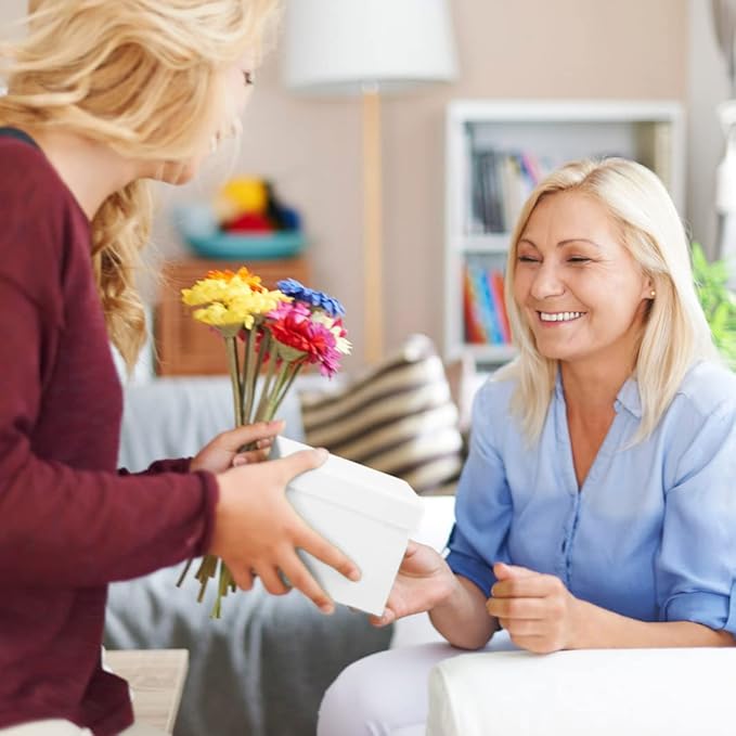 Bengnkes White Gift Box Small Gift Boxes with Lids for Presents 4 Packs Square Luxury Nesting Gift Boxes with 17ft Ribbon for Birthday Bridesmaid Wedding Christmas Proposal