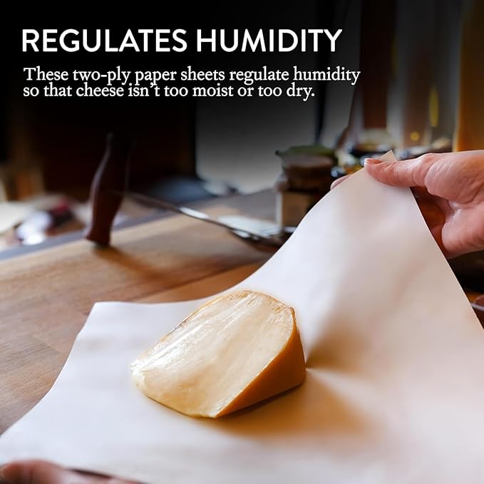 Formaticum 15-Pack Cheese Storage Wax Coated Paper - Porous Wax Sheets From France - Keep Cheese or Charcuterie Fresh - Professional Grade Cheese Paper for Wrapping Cheese - 11 x 14