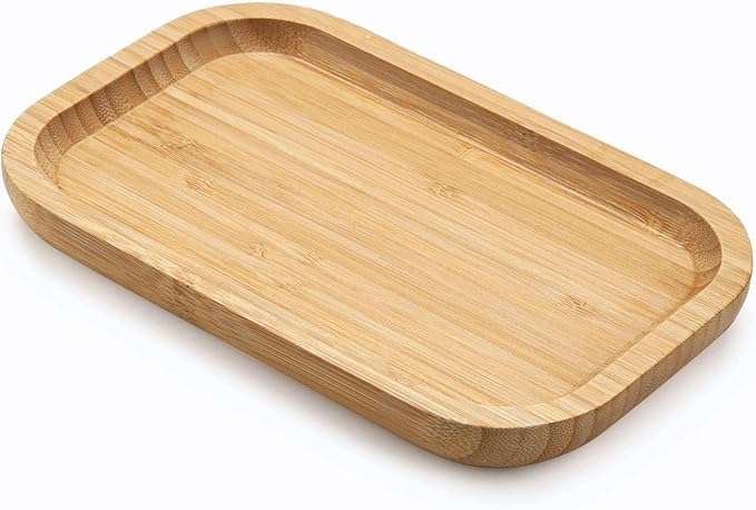 Bamboo Vanity Tray, Bathroom Counter Tray, Toilet Tank Tray, Bathroom Tray for Organizing and Home Decor, 7.9 x 5.1 x 0.8 inch