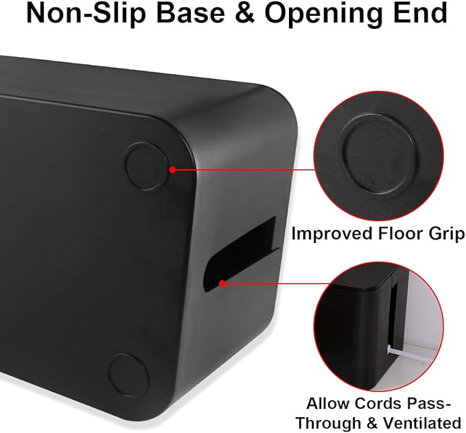 DUNCHATY 3 Pack Cable Organizer Box with Large, Medium, Small Cord Hider Box Safe ABS Material for Cover and Hide TV Wires, Computer, Router, USB Hub and Under Desk Power Strip&Cords