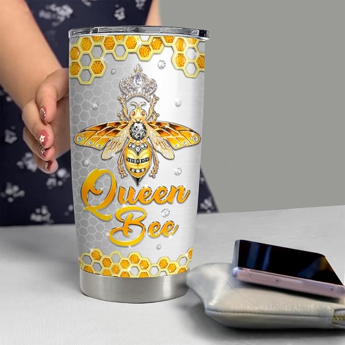 SANDJEST Bee Tumbler 20oz Jewelry Drawings Stainless Steel Insulated Tumblers Gifts for Women Girls Coffee Travel Mug Cup Gift for Birthday Christmas