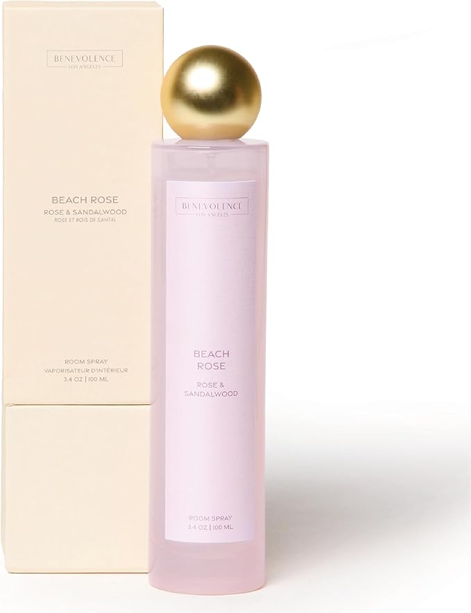Rose & Sandalwood Room Spray | Benevolence LA Air & Fabric Freshener Spray | Romantic Floral Scent, Cozy Home Fragrance for Women, Christmas Gift Idea for Her