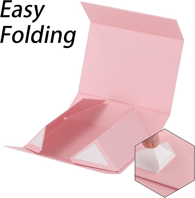 Pink Gift Box,10x7.3x3.5 Gift Boxes With Lids For Presents Includes Ribbon And Diy Printable Sticker Paper,Bridesmaid Proposal Box,Magnetic Gift Box For Birthday,Wedding,Graduation