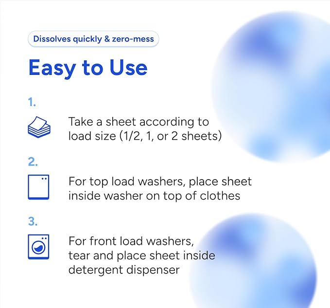 Eco Laundry Detergent Sheets, 30 Sheets (60 Loads), Unscented, Dissolvable, Vegan, Hypoallergenic, Plant Powered Laundry (1 Pack)