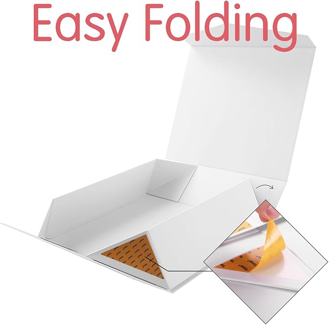 Extra Large Gift Box with Lid 16.3x14.2x5 Inches, White Magnetic Gift Box for Clothes and Large Gifts (Matte White)