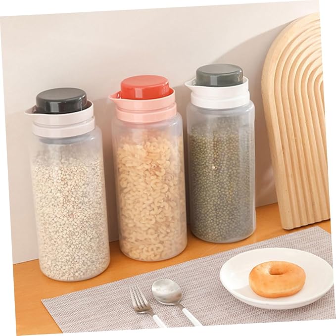 2Pcs Airtight Food Storage Containers with Threaded Seal Transparent Pantry Organizers for Sugar Rice Cereal Snacks Kitchen Canisters for Freshness and Space Saving