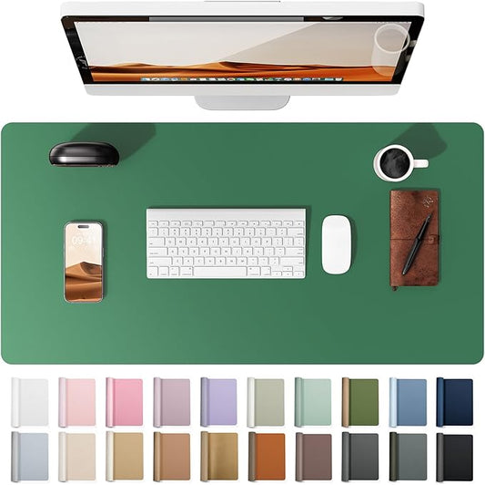 YSAGi Leather Desk Pad Protector, Office Desk Mat, Large Mouse Pad, Non-Slip PU Leather Desk Blotter, Laptop Desk Pad, Waterproof Desk Writing Pad for Office and Home (Jade Green, 23.6" x 13.8")