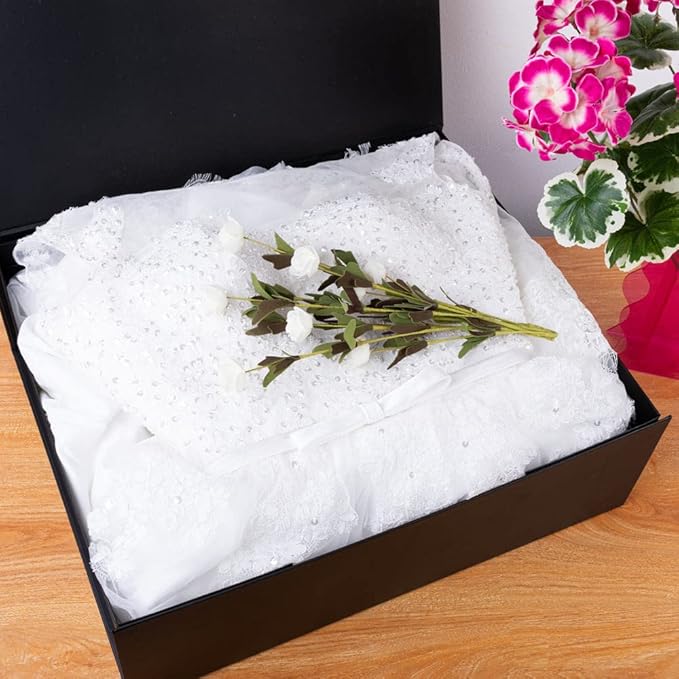 3 Pcs Matte Black Extra Large Gift Box with Lid, 19x16x6 Inches, Hard Magnetic Giant Gift Boxes for Presents Clothes Robe Wedding Dress Sweater,Reusable Foldable Bridesmaid Proposal Box